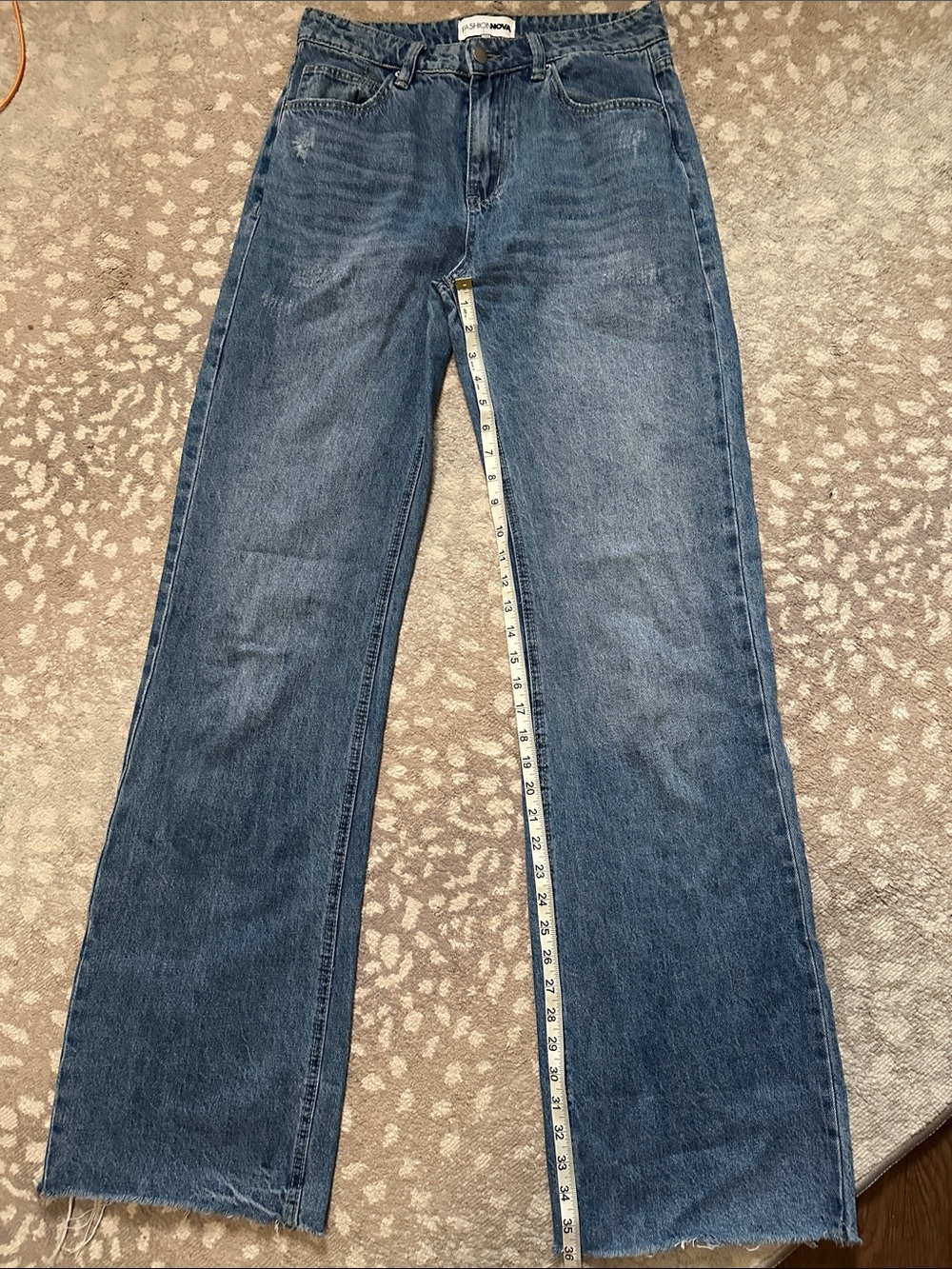 Fashion Nova extra long Blue Wide-Leg Jeans